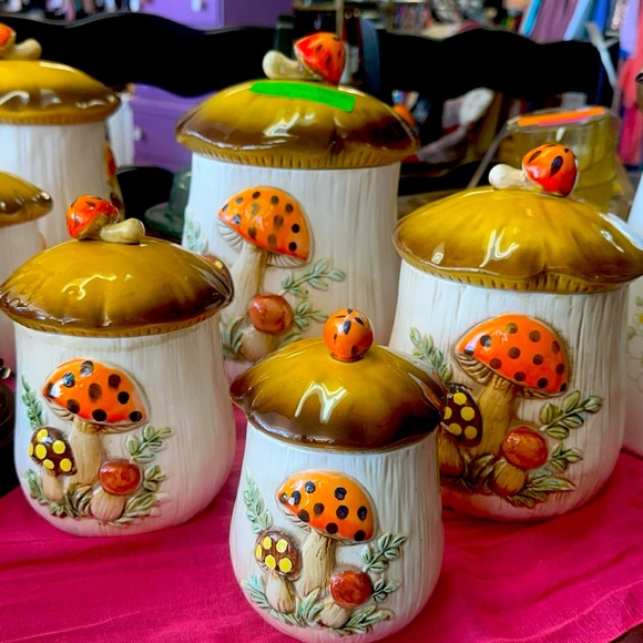 Vintage Merry Mushroom Canister Set - Picture 1 of 4